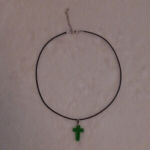 Forest Green Cross Pendant Necklace